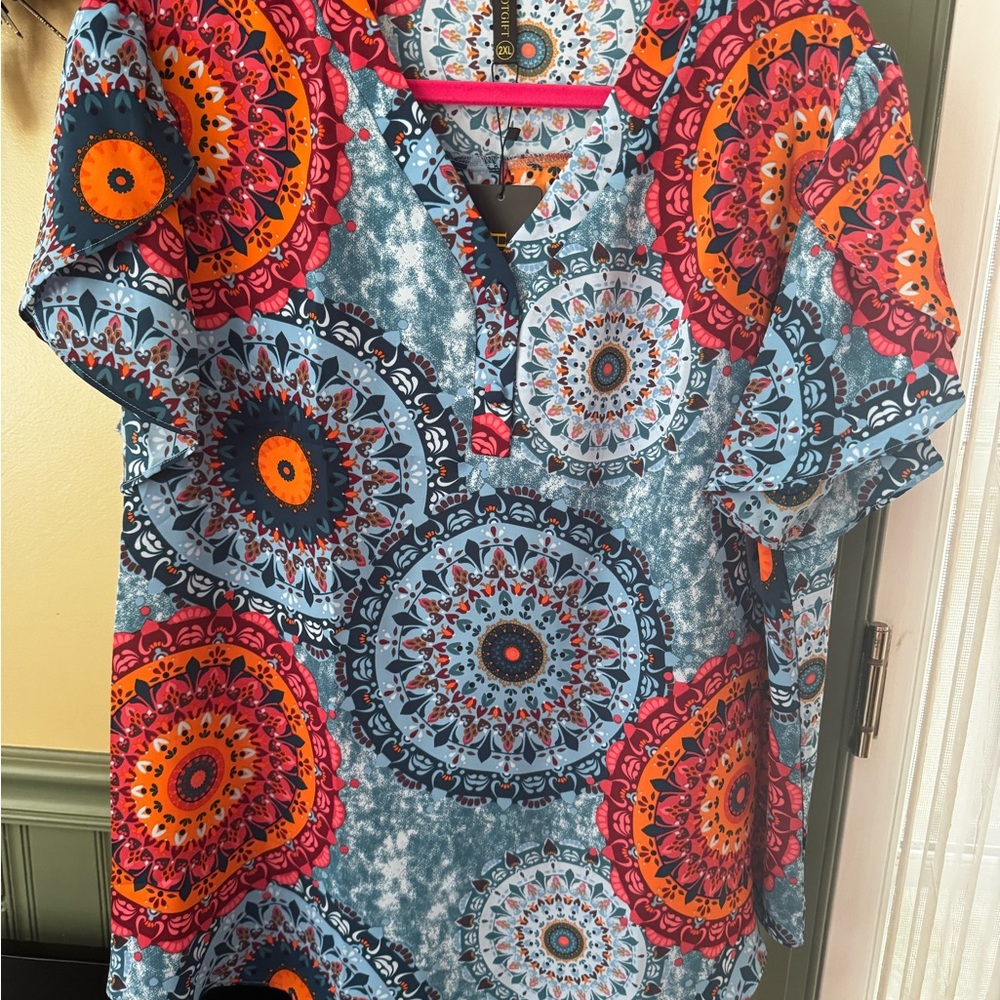 Colorful Mandala Print Blouse